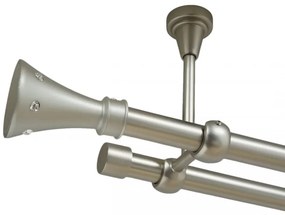 Galerie dubla carter fara inele prindere tavan 19/19 mm crom mat (Alege marime: 300 cm)