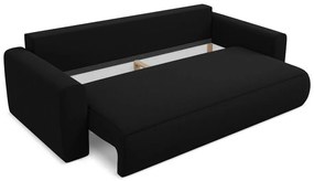 Canapea neagră extensibilă/cu spațiu de depozitare cu tapițerie din catifea 238 cm Kapua – Makamii