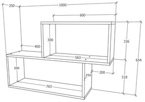 Etajera haaus V1, Stejar Sonoma, L 100 x l 25 x H 65 cm