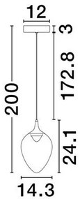 Pendul LED modern, Metal, Sticla, Fumuriu, Nali