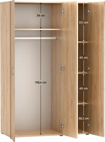 Dulap, cu trei uşi, stejar craft auriu, RAMSA 3