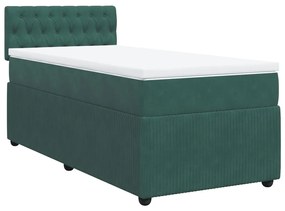 3287623 vidaXL Pat box spring cu saltea, verde închis, 90x190 cm, catifea