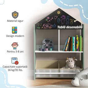 ZONEKIZ Raft Jucării cu Sertare și Rafturi Detașabile, Raft Organizator, Verde | Aosom Romania