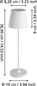 Eglo 75793 - Lampă de masă LED pentru exterior CABOZO, dimabilă, 3,8W/5V, 2000 mAh, IP44, alb