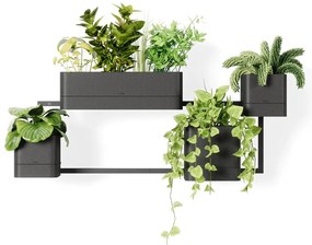 Ghivece 4 buc. din plastic pentru ierburi aromatice de perete Cubiko – Umbra