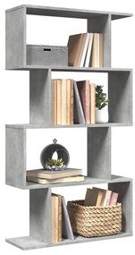 858105 vidaXL Bibliotecă/separator 4 niveluri gri beton 70x24x129cm lemn