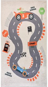 Covor de joacă pentru copii crem lavabil 80x120 cm Race Garage – Vitaus