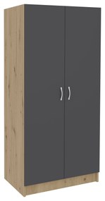 Dulap Pedro, 2 Usi, Stejar Artisan/Antracit, 80 x 51 x 170 cm