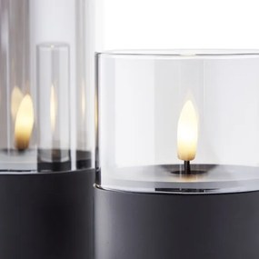 Brilliant - Set 3x lumânări LED BOUGIE LED/2xAA IP44 negru/fumuriu