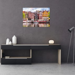 Tablou pe sticlă - Amsterdam, case de dans (70x50 cm)