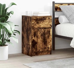 vidaXL Noptiere, 2 buc., stejar afumat, 39x35x65 cm, lemn prelucrat