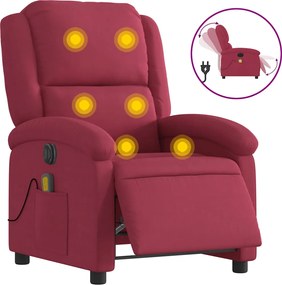 vidaXL Fotoliu electric de masaj rabatabil, roșu vin, catifea