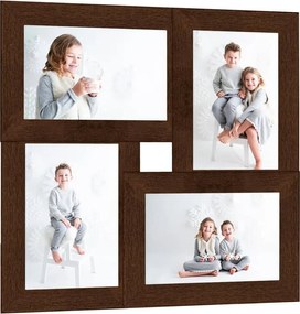vidaXL Ramă foto colaj, maro închis, 4x (13x18 cm) foto, MDF