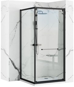 Cabina dus cu cadita de dus patrata cu usa culisanta Rea Space In 90x90 negru mat