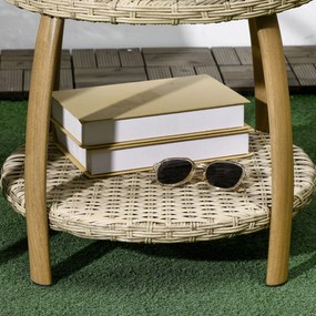 Outsunny Set Mobilier Terasă 3 Piese din Răchită, Salon Exterior cu Perne Moi și Masă de Cafea din Sticlă Securizată, Confortabil | Aosom Romania