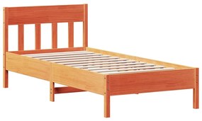 842681 vidaXL Cadru de pat cu tăblie, maro ceruit, 75x190 cm, lemn masiv pin