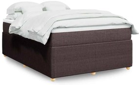 vidaXL Pat box spring cu saltea, maro închis, 140x200 cm, textil