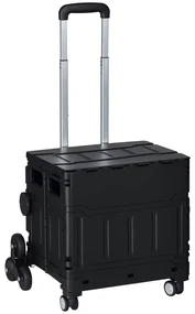 HOMCOM Cărucior de cumpărături Einkaufswagen, Treppensteiger, pliabil, cu mâner telescopic, capacitate maximă de 65 kg, Negru | Aosom Romania