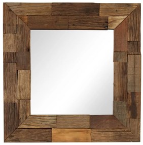 Oglinda, 50 x 50 cm, lemn masiv reciclat 1, 50 x 50 cm