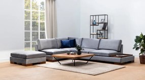 Coltar si Taburet Tulip Corner Left With Pouf, Gri Inchis