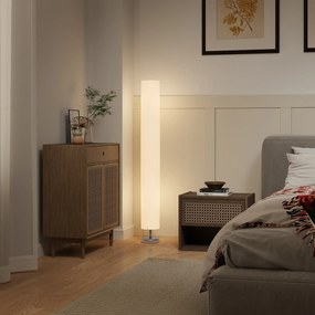 HOMCOM Lampă lampadaire coloană pe picior modernă lumină tamizată 40 W 14L x 14l x 120H cm oțel inoxidabil alb | Aosom Romania