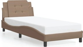 vidaXL Cadru de pat fără saltea, Zadar, cappuccino, 90x190 cm, piele ecologică
