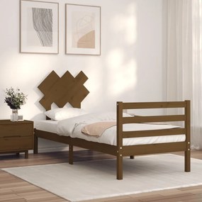 3195274 vidaXL Cadru de pat cu tăblie, maro miere, 90x200 cm, lemn masiv