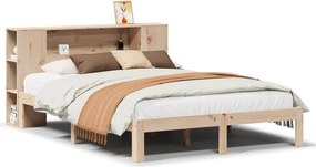 vidaXL Pat cu bibliotecă fără saltea, 140x190 cm, lemn masiv de pin