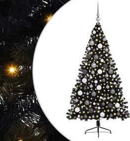 vidaXL Pom de Crăciun artificial pre-iluminat Negru 180 cm PVC