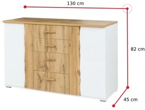 Expedo Set mobilier pentru dormitor GLUME,160x200, stejar wotan/alb