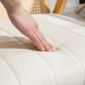 HOMCOM Scaun de salon din lemn, scaun din răchită cu spătar din răchită și pernă umplută și brațe, lemn natural | Aosom Romania