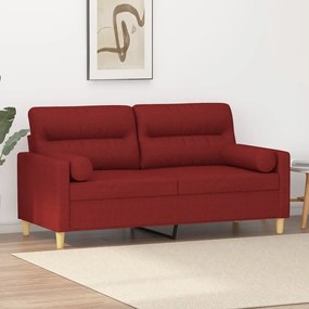 3152989 vidaXL Canapea cu 2 locuri cu perne&pernuțe roșu vin 140 cm textil