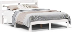 vidaXL Cadru de pat cu tăblie, alb, 150x200 cm lemn masiv pin