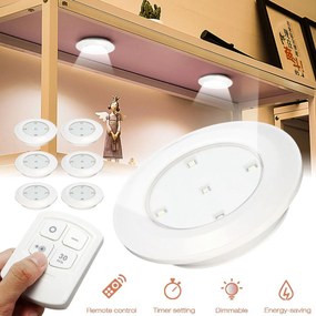 Set 6 Lampi LED Wireless, autoadezive, cu telecomanda, pentru iluminat scari sau mobilier