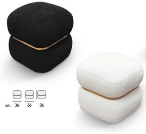 Taburet Mara ,structura Mdf si blana artificiala - NEGRU - H 36 cm / L 44,5 cm / 35,5c m