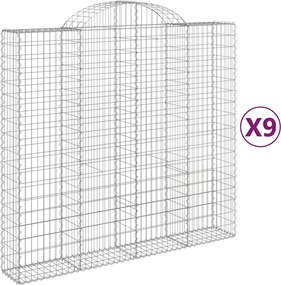 vidaXL Coșuri gabion arcuite 9 buc, 200x50x180/200 cm, fier galvanizat