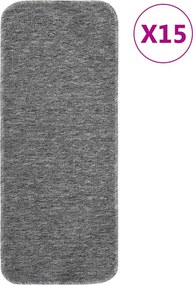 vidaXL Covorașe de scări, 15 buc., gri, 60x25 cm, dreptunghiular