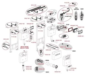 Set rezervor WC cu cadru incastrat Alcadrain AM101 1120 si clapeta M770 alb plus vas WC Fluminia Paris cu capac softclose