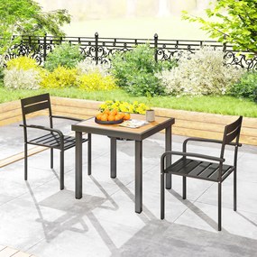 Outsunny Lot de 2 scaune de grădină empilabile în aer liber cu brațe, cadru din aluminiu 56 x 58 x 83 cm gri închis | Aosom Romania