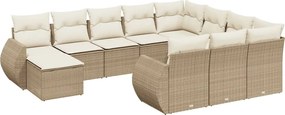 vidaXL Set canapele de grădină cu perne, 11 piese, bej, poliratan