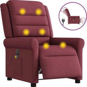 vidaXL Fotoliu electric de masaj rabatabil, roșu vin, textil