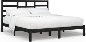 vidaXL Cadru de pat, negru, 200x200 cm, lemn masiv