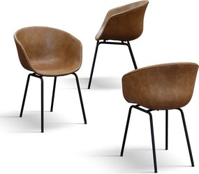 SET 4 Scaune Ciprus, piele ecologica ,structura metalica - MARO CAMEL