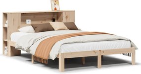 vidaXL Pat cu bibliotecă fără saltea, 140x200 cm, lemn masiv de pin