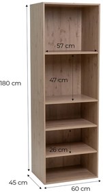 Dulap modular în culoare naturală deschis cu aspect de lemn de stejar 60x180x45 cm Modular – Casa Selección