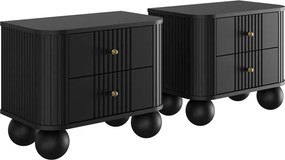 Set noptiere Vesper 56 cm - negru / mânere aurii picioare rotunde