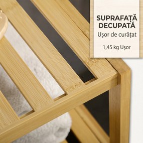 Kleankin Mobilier de Baie din Bambus cu Dulăpior cu Ușă și Rafturi, 33x36,5x67 cm, Lemn Natural | Aosom Romania