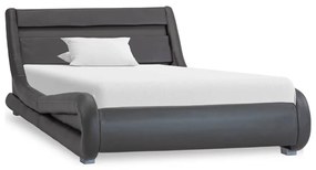 285739 vidaXL Cadru de pat cu LED-uri, gri, 100 x 200 cm, piele ecologică