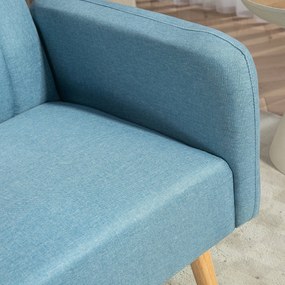 HOMCOM Canapea extensibilă pentru 2 persoane tapițată în material tip in sintetic cu spătar reglabil și brațere detașabile 173x75x73 cm Albastru | Aosom Romania