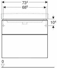 Dulap baza pentru lavoar suspendat Geberit Smyle Square gri nisip 2 sertare 74 cm